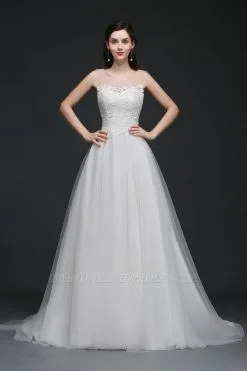 BAILEE | A-line Scoop Tulle Elegant Wedding Dress With Lace