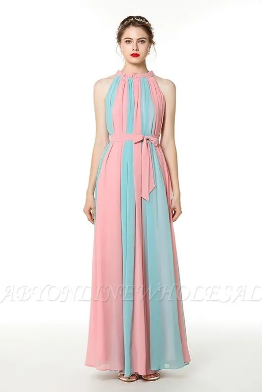 Coco | Mix And Match Pink Blue High Neck Column Formal Dress Online - Image 2