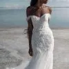 Off-the-Shoulder Tulle Beach Wedding Dress Sweetheart Lace Mermaid Bridal Dress