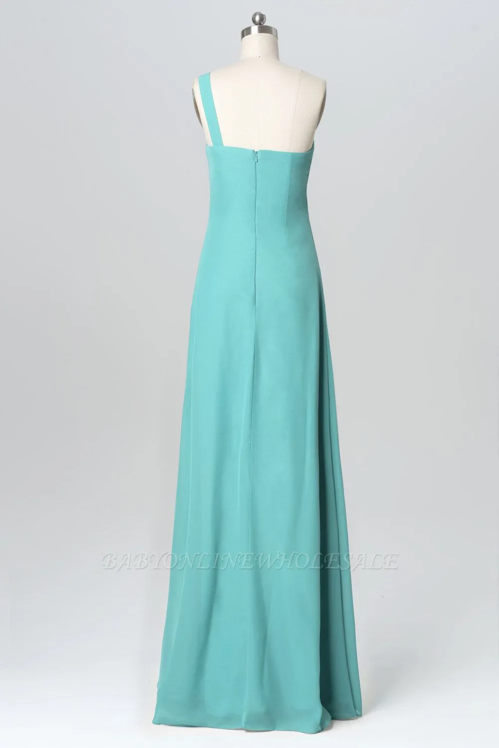 One Shoulder Sweetheart Bridesmaid Dress Floral Chiffon Maid Of Honor Dress - Image 2