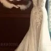 Elegant Double V-Neck Floral Lace Wedding Bridal Gowns Sweep Train