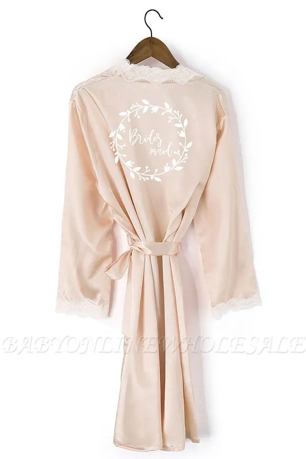 Durward | Personalized Lace Silk Satin Robe Kimono Beaded Bride Bridesmaid Wedding Gown Bathrobe Sleepwear - Image 3