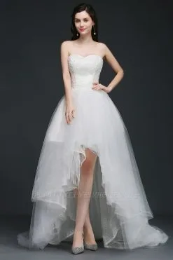 ANNE | A-line Hi-Lo Tulle Wedding Dress With Lace