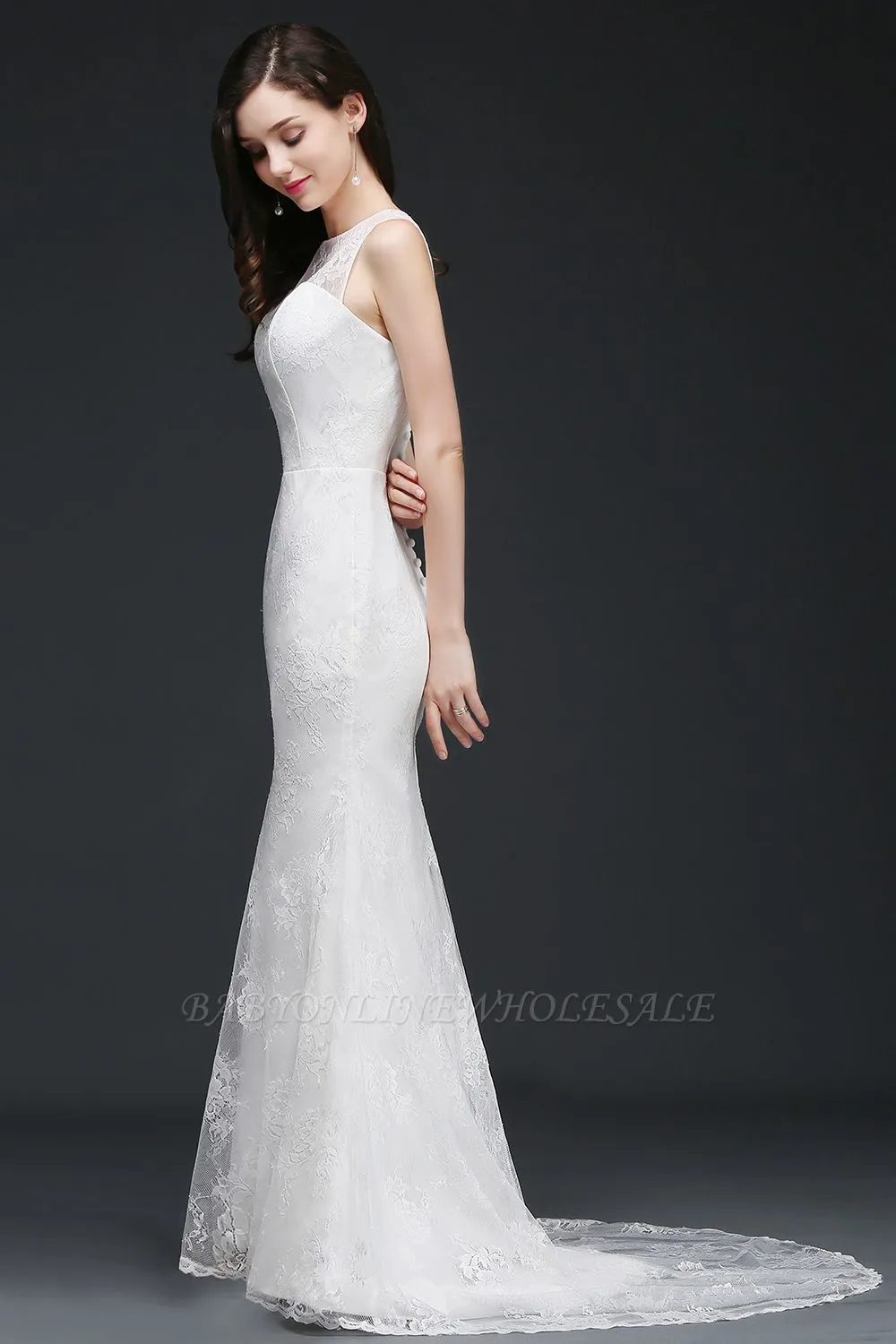 AMELIA | Mermaid Sweep Train Lace New Arrival Wedding Dresses With Buttons - Image 5
