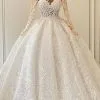 Gorgeous Sweetheart Floral Pattern Ball Gown Wedding Dress With Long Sleeves