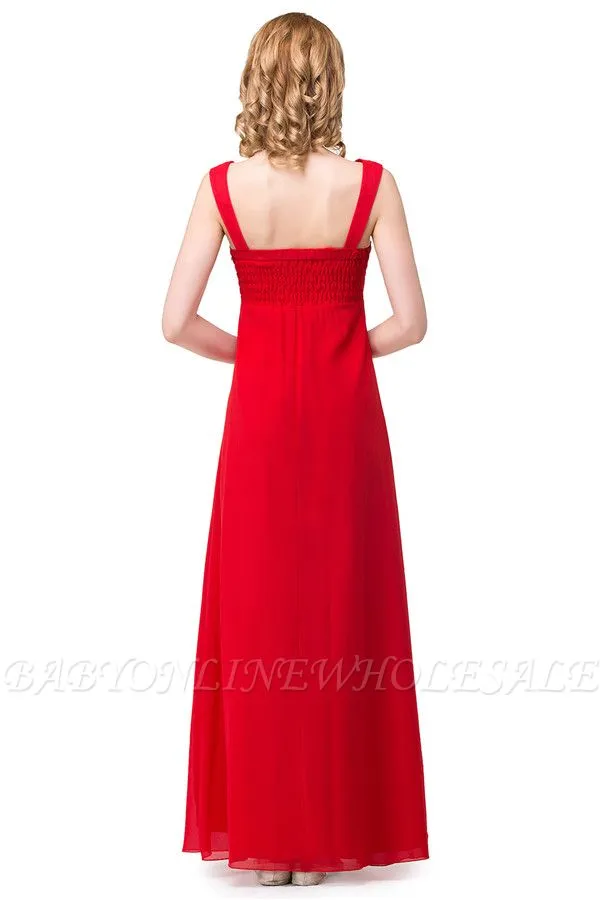 HANNAH | A-line V-neck Knee-length Ruffle Red Bridesmaid Dresses With Crystal - Image 2