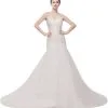 WENDY | Mermaid V-neck Floor Length Tulle Wedding Dresses With Crystals