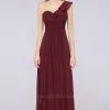 Chiffon A-Line One-Shoulder Sweetheart Sleeveless Long Bridesmaid Dress With Ruffles