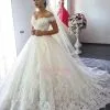 Chic Off The Shoulder Ball Gown Wedding Dresses | Lace Appliques Sweetheart Bridal Gowns