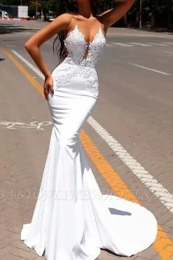 Mermaid Off-the-Shoulder V-Neck Long Wedding Dress