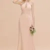 Halter Chiffon Mermaid Bridesmaid Dress Sleeveless Wedding Party Dress