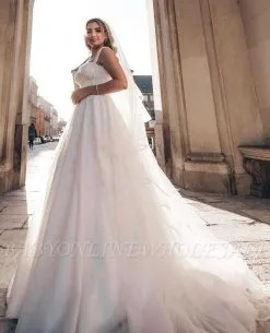 Charming Straps Off The Shoulder Floor Length A-Line Wedding Dress