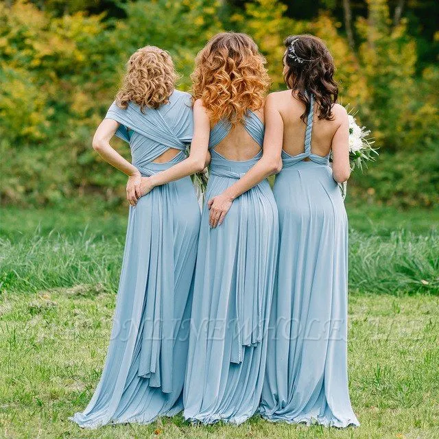 Haley | Convertible Sky Blue Chiiffon Bridesmaid Dresses For Summer Wedding - Image 4