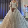 Gorgeous Long Sleeves White/Ivory Floral Lace Appliques Bridal Gowns For Women