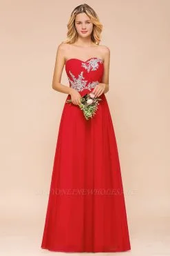 Sweetheart Sleeveless Aline Bridesmaid Dress With Floral Lace Appliques