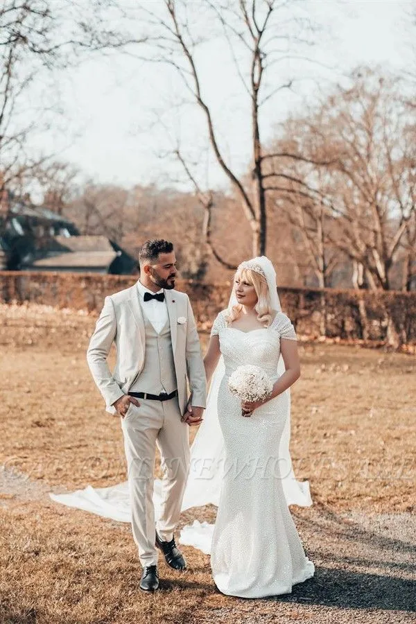 Exquisite Floor Length Sweetheart Portrait Mermaid Lace Satin Wedding Dress With Watteau Train - Image 4