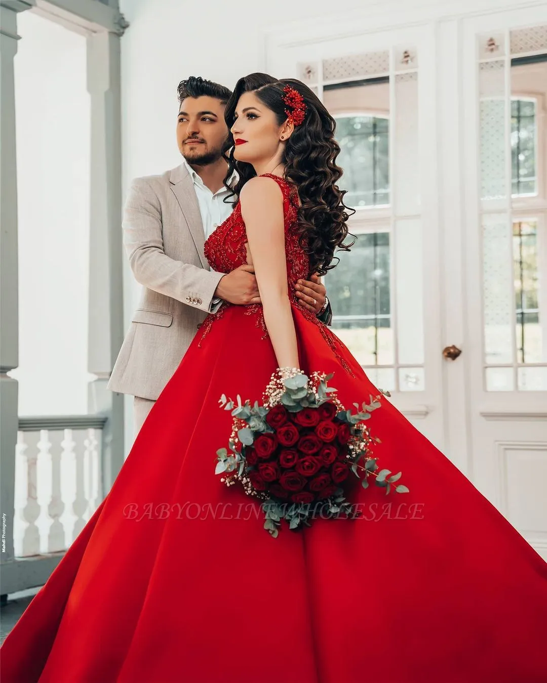 Glamorous Red Sweetheart Aline Ball Gown - Image 4