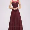 Chiffon Tulle Lace Beadings Jewel Sleeveless Long Bridesmaid Dress With Sash