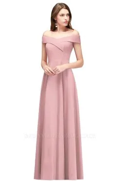 MAISIE | A-line Off-the-shoulder Floor Length Burgundy Bridesmaid Dresses