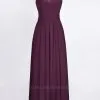Chiffon A-Line Halter V-Neck Sleeveless Long Bridesmaid Dress With Ruffles