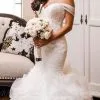 Off The Shoulder Puffy Ruffles Wedding Dresses | Sheath Tulle Sexy Lace Bridal Gowns