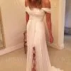 Sweep Train Chiffon A-Line Ruffles Off-the-Shoulder Sleeveless Wedding Dresses