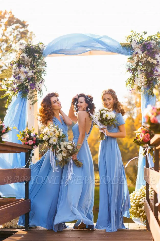 Haley | Convertible Sky Blue Chiiffon Bridesmaid Dresses For Summer Wedding - Image 5