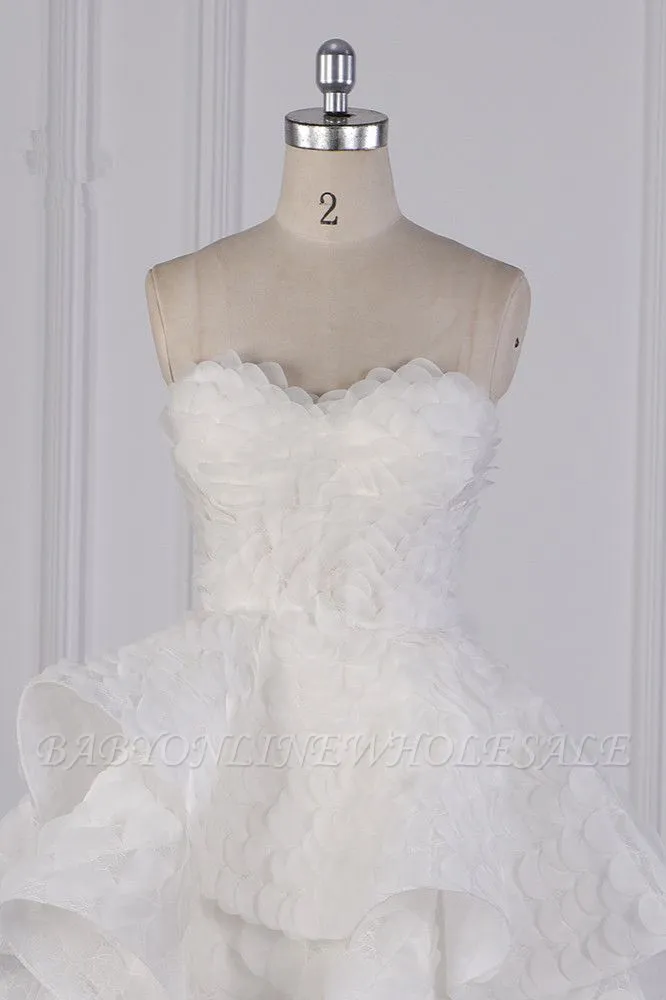 Chic Hi-Lo Sweetheart Sleeveless Tiered Wedding Dress With Appliques - Image 3