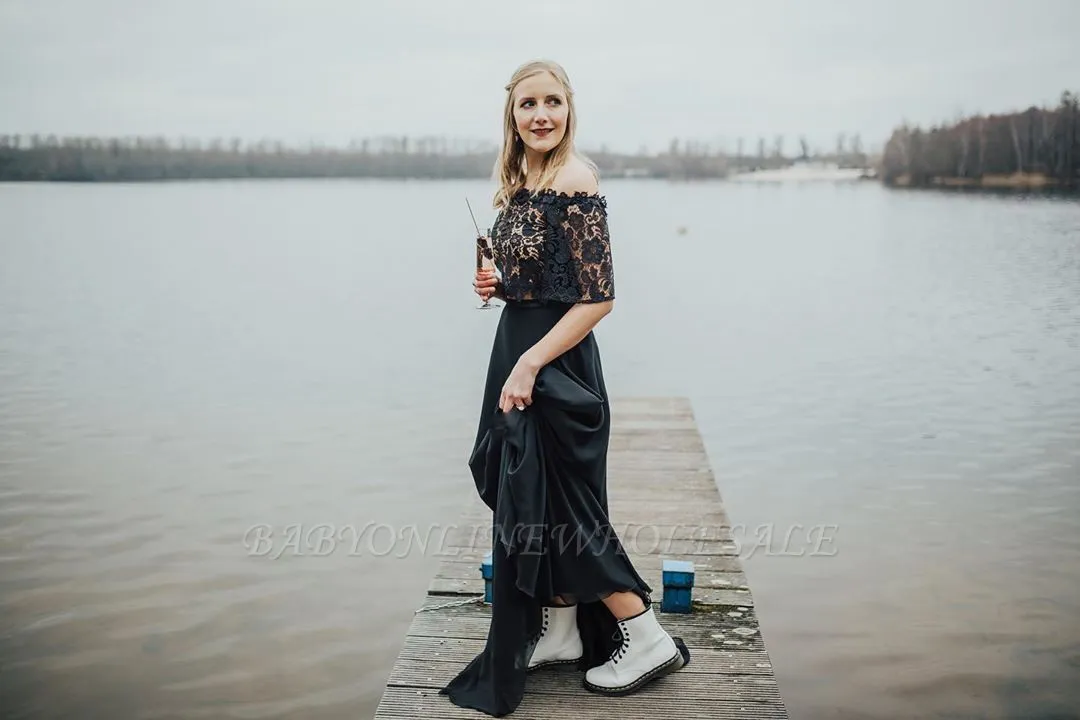 Off Shoulder Floral Lace Wedding Dress - Image 6