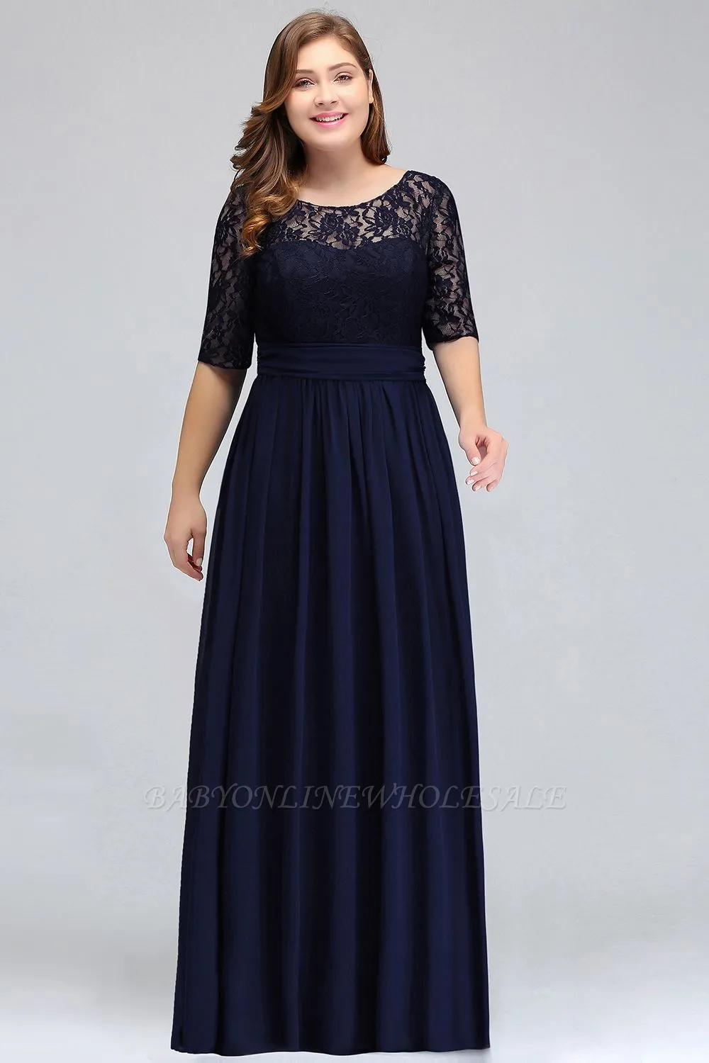 Plus Size Half Sleeves A-line Bridesmaid Dress Formal Dress For Wedding - Image 4
