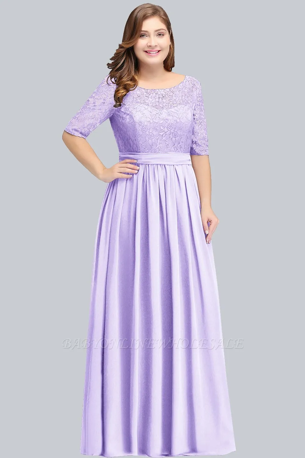 Plus Size Half Sleeves A-line Bridesmaid Dress Formal Dress For Wedding - Image 2