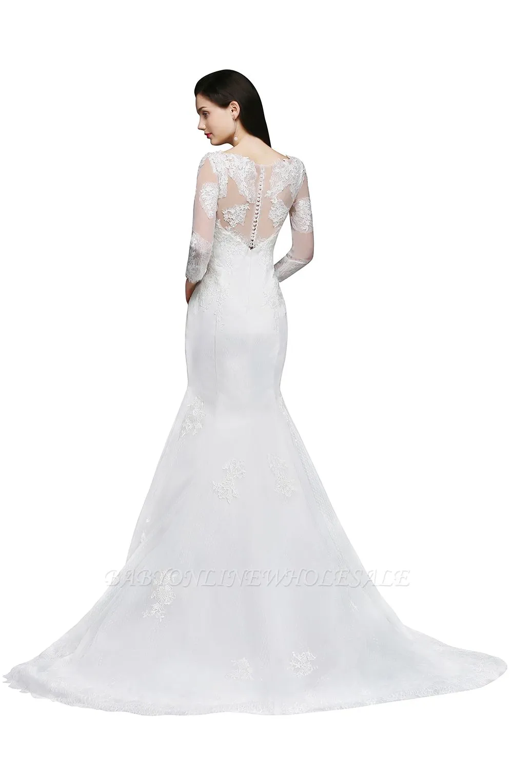 ANA | Mermaid Jewel White Wedding Dress With Lace - Image 3