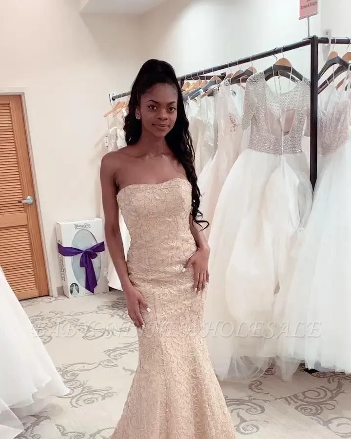 Luxury Strapless Beadings Mermaid Wedding Dress | Affordable Sleeveless Long Bridal Gown - Image 2