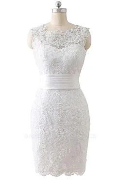 ALIYA | Sheath Scoop Lace Wedding Dresses With Detachable Skirt