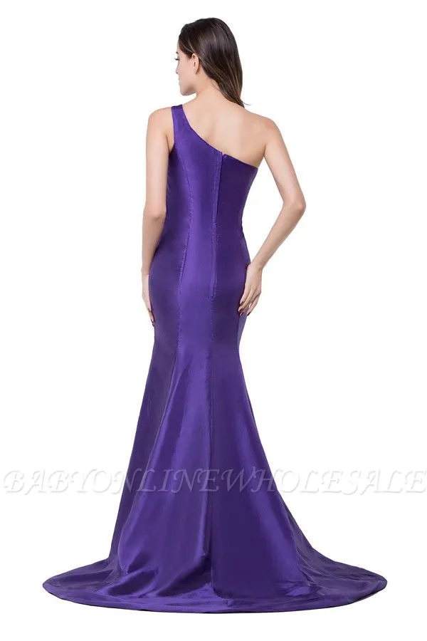 HALLE | Mermaid One-shoulder Sweep-length Satin Bridesmaid Dresses - Image 2