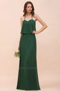 Green Chiffon Bridesmaid Dress Casual Evening Party Dress