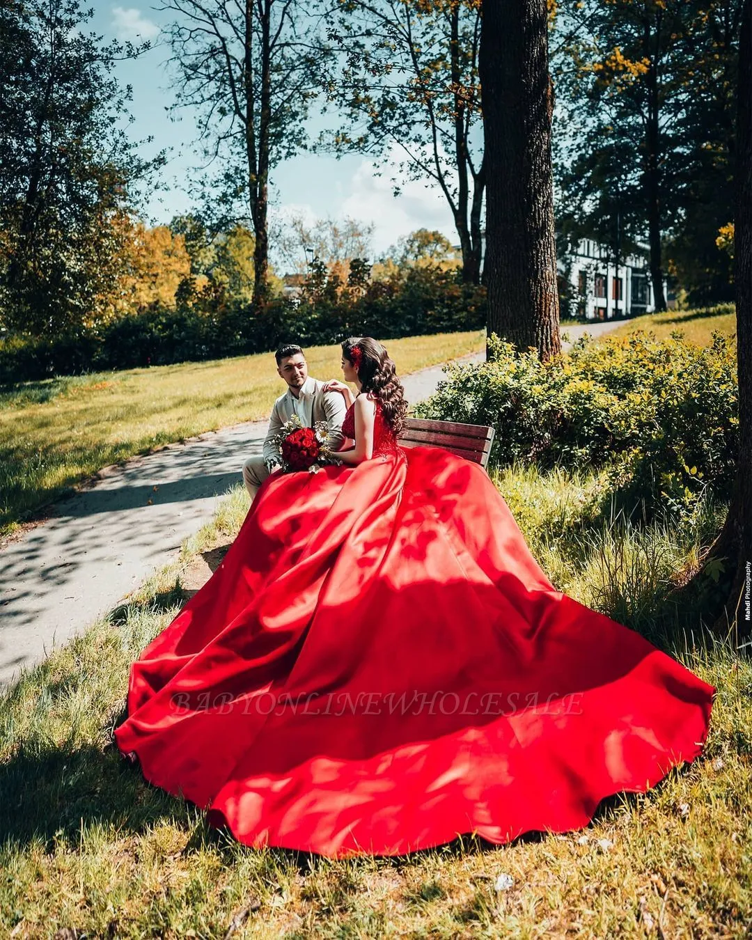 Glamorous Red Sweetheart Aline Ball Gown - Image 5