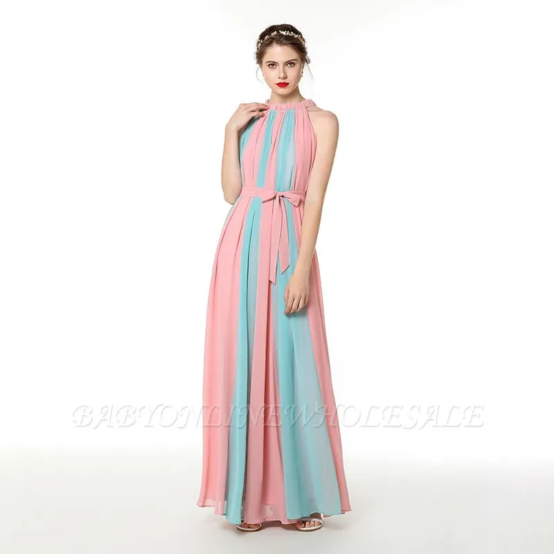 Coco | Mix And Match Pink Blue High Neck Column Formal Dress Online - Image 5
