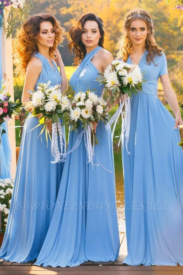 Haley | Convertible Sky Blue Chiiffon Bridesmaid Dresses For Summer Wedding - Image 3