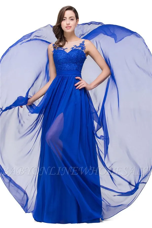 HATTIE | A-line Crew Floor-length Hollow Chiffon Bridesmaid Dresses With Applique - Image 4
