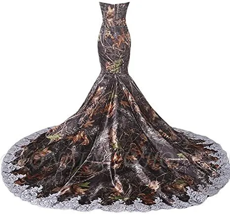 Camo And Lace Sweetheart Sleeveless Mermaid Bridal Gown Prom Dress - Image 5