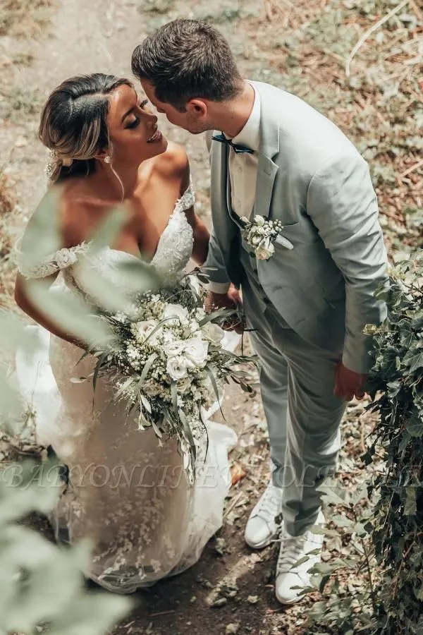 Beautiful White Mermaid Wedding Dress Off-the-Shoulder Bridal Gown - Image 3