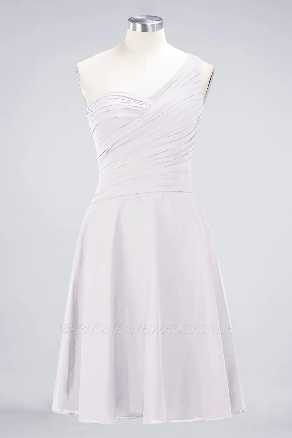 Chiffon A-Line One-Shoulder Sweetheart Sleeveless Short Bridesmaid Dress With Ruffles