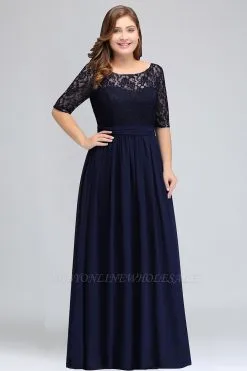 Plus Size Half Sleeves A-line Bridesmaid Dress Formal Dress For Wedding