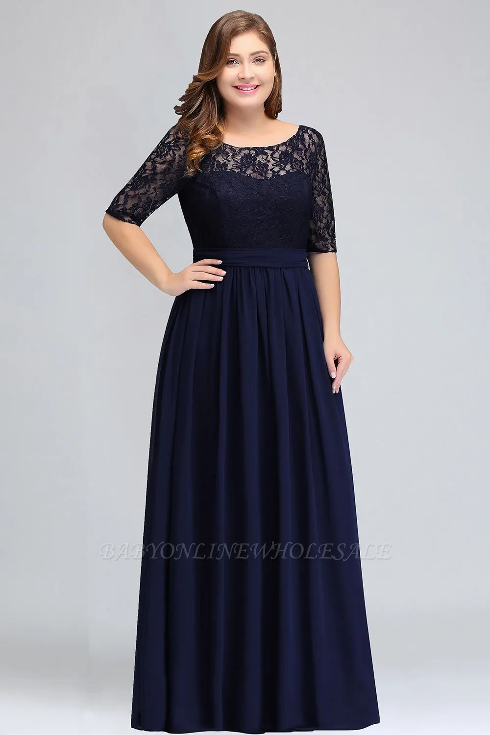 Plus Size Half Sleeves A-line Bridesmaid Dress Formal Dress For Wedding
