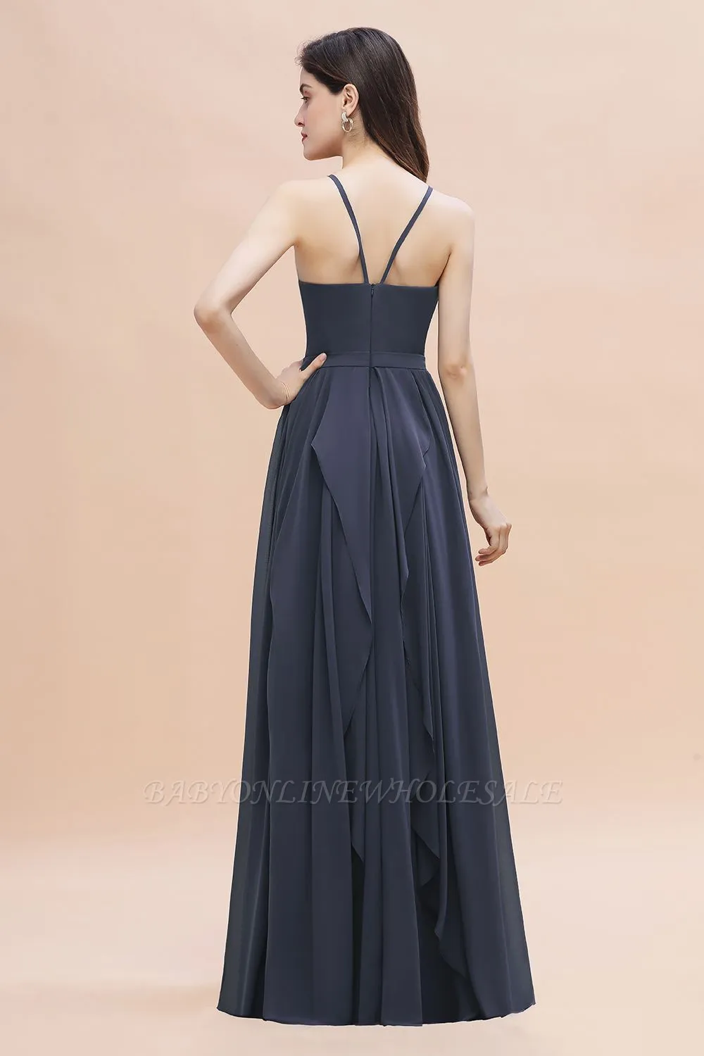 Elegant Sleeveles Chiffon Evening Maxi Dress Soft Chiffon Bridesmaid Dress - Image 2