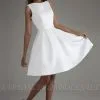 Chic Sleeveless Satin Knee Length Wedding Dress Backless Short Bridal Dress