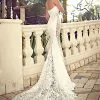 Sweetheart White Lace Wedding Dresses Mermaid Zipper Sleeveless Bridal Dresses