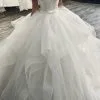Elegant Off Shoulder Ball Gown Puffy Layers Wedding Dress