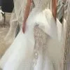 Wholesale Fit And Flare Tulle Lace Wedding Dresses | Short Sleeves Court Train Bridal Gown
